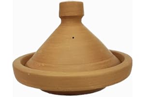 ARTIGIANATO VULCANO Tajine marocchina (pentola marocchina) in terracotta naturale non smaltata quindi non tossica cm 21 x 15 h circa
