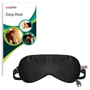 Healthgenie 100% Mulberry Silk, Ultra Smooth Extra Large Sleep Mask, Eye Cover with Adjustable Strap and Comfortable Blind Fold Eye Mask (Black)