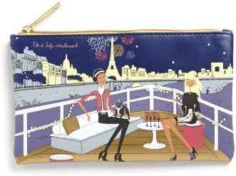 Filosofille Make-Up Pouch with Lining with "New Year's Eve Dinner on the Seine" Theme