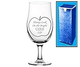 Cristal de grado profesional Regalo grabado tallo pinta sidra de cristal  Always Look on the Bright sidra Life