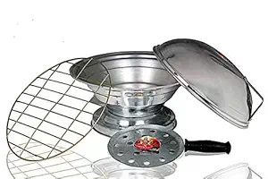 Maa Narmada Aluminum Tandoor Bati Maker Baking Oven, 22 cm X 17 cm X 30 cm, 1 Piece, Silver Gas Tandoor, Barbecue Grill Food Steamer Induction Bottom Cookware Set (Aluminium, 1 - Piece)