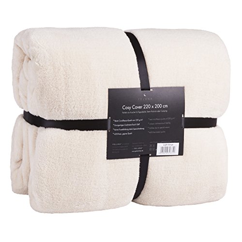 Feluna Kuscheldecke XXL Mikrofaser-Decke Tagesdecke Wohndecke mit Kaschmir-Touch 220 x 200 cm – Beige - 2