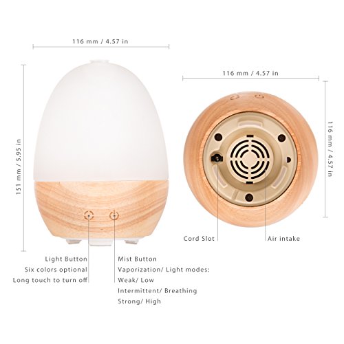 Tomons Aroma Diffuser aus Echtholz, Aromatherapie Diffusor für ätherische Öle mit integrierter LED-Beleuchtung (6 Farben), augrund leisen Betriebs für Wellness, Yoga und Schlafzimmer geeignet - 8