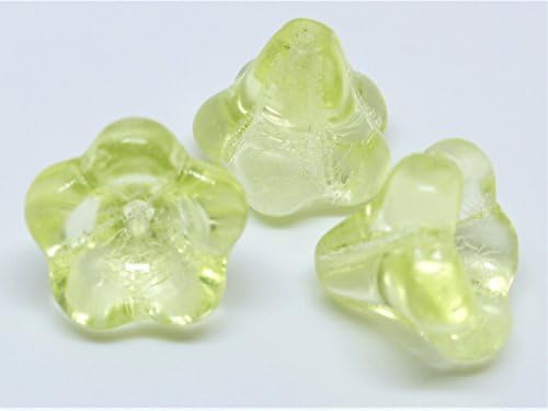10(PCS) X 13mm LARGE CZECH GLASS TRUMPET FLOWER BELL CUP BEADS - LIGHT YELLOW - L010
