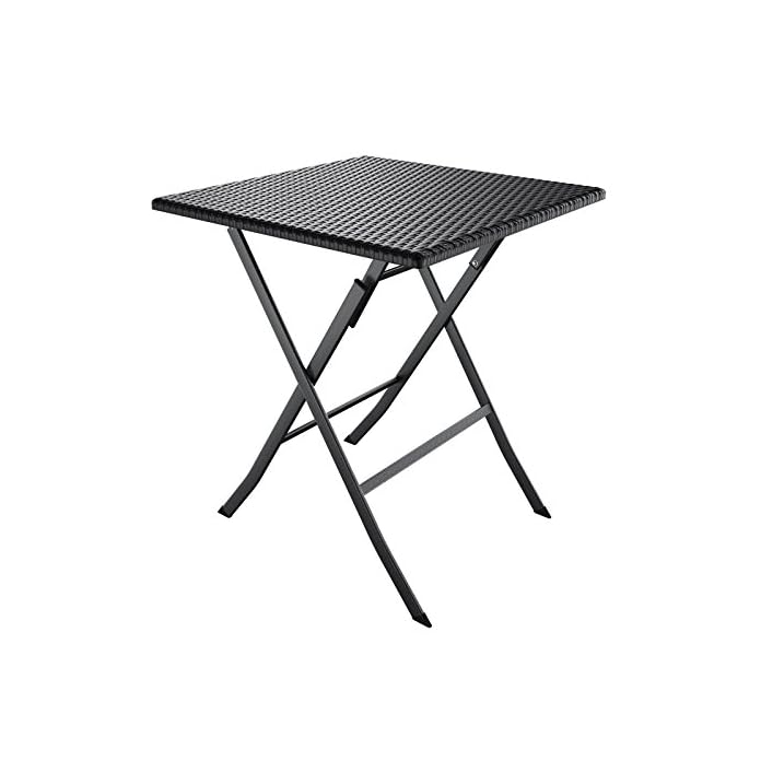 Songmics Klapptisch Gartentisch In Rattanoptik Fr Garten Balkon Terrasse Flohmarkt 61 X 75 X 61 Cm Schwarz Gpt03bk