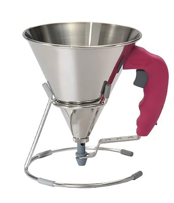 De Buyer 3353.60 'Kwik' Mini Entonnoir à Piston Inox - Fuchsia - 0,8L - Diamètre 15 cm