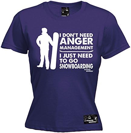 Powder Monkeez - Women's I Don't need Anger Management Snowboarding Snowboarding T Shirt Skiing Tee Accessories Goggles Ski Boarding Birthday Gift Christmas Present - FITTED TEE