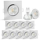 OHNE TRAFO: Die LED-Einbauleuchte einfach direkt an 230V Wechselstrom anschließen, die GU10 Fassung ist im Lieferumfang enthalten