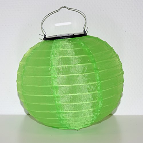 (857) LED Solar Lampion Grün mit Sensor Ø20cm Garten Terrasse Solarlaterne Laterne