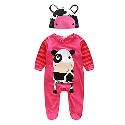 Koly Newborn Baby Clothing Sets Animal Rompers With Hat Long Sleeve Jumpsuits