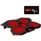 Nobelbird Laptop Kühler für 12- 17 Zoll mit 5 Ultra Leistungsstark Ruhige Lüfter, 2 USB-Anschlüssen，Energiesparen Notebook Kühler mit LCD Bildschirm und Lüftersteuerung für Gamer Gaming