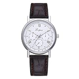 LoveLeiter Herren Mode & Freizeit Quarzuhr,Männer mit braunem Schwarz Lederband großem Weißes Zifferblatt Armbanduhr wechselbarem Lederarmband im zeitlosen Industrial-Look