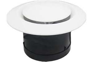 JSIXASO Grille d'aération en ABS Blanc 125mm Grille d'évacuation d'air d'échappement Capot d'échappement réglable pour systèmes de ventilation (5Inch)