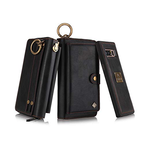 Preisvergleich Produktbild MINSENPIJU Echtes Leder Zip Around Telefon Geldbörsen, Multifunktions-Reißverschluss Handytasche Brieftasche, Unisex-Kupplung Iphone 6 / 7 / 8plus Black