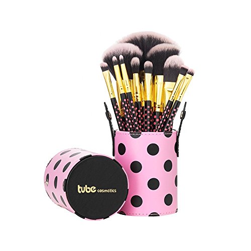 Pink-a-Dot Make-up Pinsel set mit Tube Container Make-up Pinselset Halter 11 Stück - 2