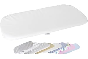 Vizaro - Sábana Bajera para Colchón de Capazo de Carrito de Bebé Ajustable 70-80 x 30-35cm - 100% Algodón - Hecho UE, OekoTex - Bordado Blanco