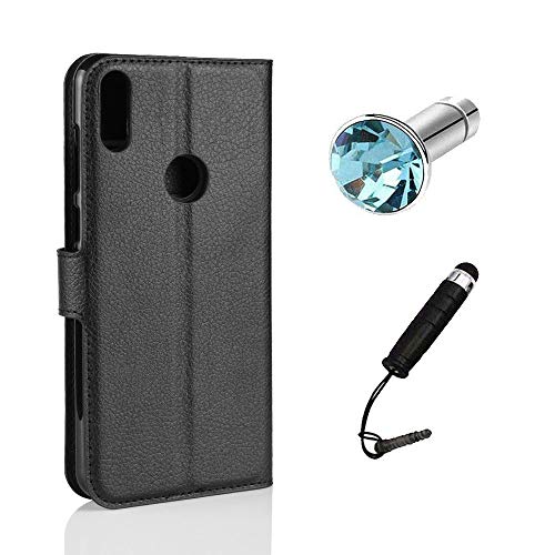 Lusee PU Synthetic Leather Case for ASUS Zenfone Max Pro M1 ZB601KL / ZB602KL 5.99 Inch Flipcase Cover Shell with Silicone Case Standfunction (black) + Touchpen Dust Plug