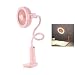 Produktbild Mini USB Ventilator Klemmleuchte tragbar Lüfter mit LED Lampe Mini Fan – 2 Modes de Geschwindigkeit verstellbar – Lüfter drehbar Endschalldämpfer für Kinderwagen/Babybett/Büro/Reise/Camping rosa Rose