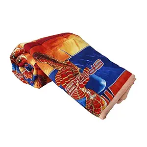 WONDERLOOK Spiderman Cartoon Kids Design Print Single Bed Reversible AC Blanket | Dohar (Polycotton, Multicolor)