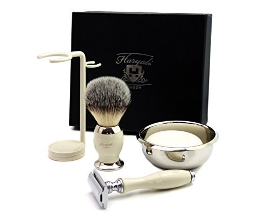 DE SAFETY RAZOR Men's Shaving Gift Set Ivory Shaving Brush shaving soap bowl kit ( NO BLADES INCLUDED )