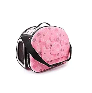 Tikora International Travel Shoulder Puppy Cat Outdoor Carrier Soft EVA Breathable Handbag |Foldable Travel Bag | (Pink Color)