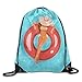 Produktbild Swimming Pool Girl Broad-Brim Hat Swim Ring Drawstring Backpack Travel Bag Gym Outdoor Sports Portable