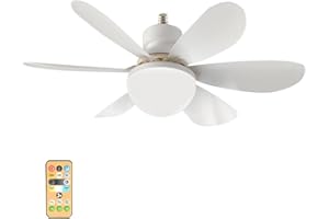 SGZIOO Ceiling Fans with Lights and Remote, Screw in Ceiling Light Fan, 3 Speeds 3 Colors, 30W 16.5'' Light Fan with E27 Socket, Timing Ceiling Fans for Bedroom, Living Room