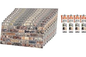 IZODEKOR | Revêtement mural aspect pierre | 100 x 50 x 2 cm | Panneaux muraux effet pierre 3D pour cuisine et salon | Utilisation intérieure et extérieure – Panneaux muraux 3D | Avec colle de montage