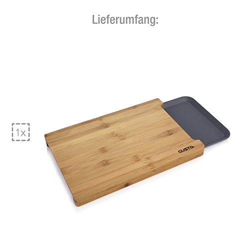 Schneidebrett aus Bambus Holz 38 x 26 cm Auffangwanne Küchen- Frühstücks Brett - 5
