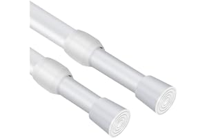 Feligio 2 Stück Vorhangstange Ohne Bohren, Spannstange Teleskopstange Vorhang, Teleskopstange Vorhang als Duschstange, Gardinenstange, Kleiderstange, Duschvorhangstange, Klemmstange 105-190cm, Weiß