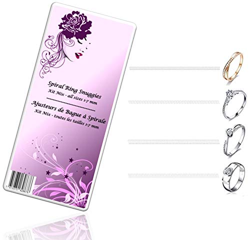 Spiral Ring Snuggies Ajusteurs pour bagues 1-7 mm d'épaisseur Discret, Invisible, Beaucoup de Tailles (Kit Mix 1-7 mm)