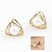 EQLEF® 2 Pairs of Fashion Women Triangle Gold Plated White Pearl Earring