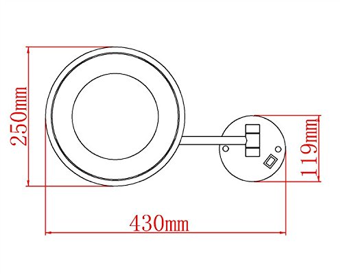 GuRun Wand LED Kosmetikspiegel Beleuchtet 10 Fach Vergroesserung,durchmesser 25cm,verchromt M1807D(25CM,10X) - 6