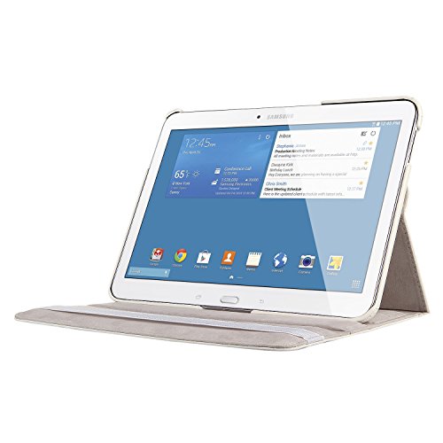 EnGive 360°Drehbares Ledertasche Samsung Galaxy Tab 4 10.1 Hülle (10,1 Zoll) Schutzhülle Case Tasche mit Ständerfunktion Auto Sleep/Wake-Funktion (Samsung Galaxy Tab 4 10.1, Weiß) - 5