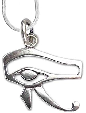 Ägyptisches Auge des Horus Horusauge Schmuck Gesundheit mit 1,2mm Schlangenkette 45 cm Halskette aus 925er Silber...
