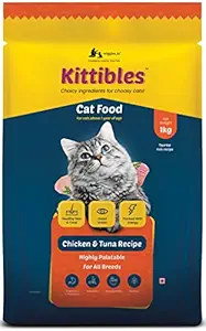 Kittibles Cat Food Dry Adult, 1kg - Chicken, Tuna Fish, Ashwagandha, Rosemary Extract