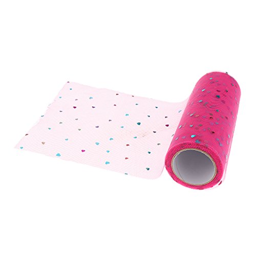 6 Zoll x 25yd Pailletten Tuellstoff Rolle Tuell Deko Tischband Hochzeit Dekoration Rosa - 8