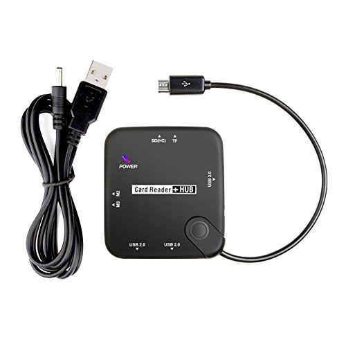 AGPTek USB 2.0 Port, SD, TF, MS, M2 Kartenleser OTG USB HUB Externer USB 2.0 OTG Kartenleser Card Reader Micro Hub Multi in 1 OTG Adapter SD(HC), Memory Stick, Memory Stick Micro, TF Kartenleser, Anwendung für Smartphone, Tablet, allen Geräten mit OTG Funktion und Mikro USB Port, Schwarz - 2