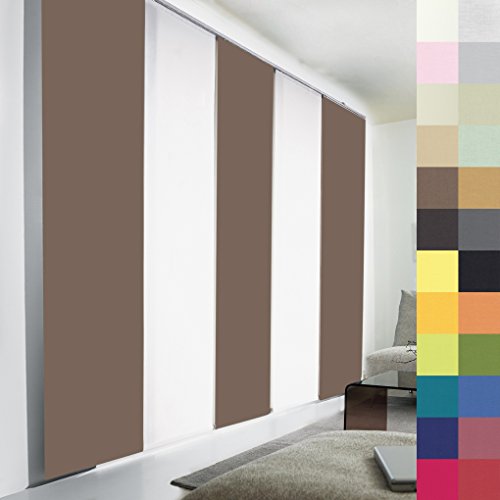 Schiebegardinen nach Maß, hochqualitative Wertarbeit, alle Größen und mehr als 20 Farben verfügbar, Maßanfertigung, Schiebevorhang, Raumteiler, Flächenvorhang, blickdicht (222cm Höhe x 60cm Breite / Braun)