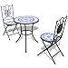 Produktbild Terrasse Set Tisch und Stühle blau weiß Mosaik im Garten Möbel 2-Sitzer