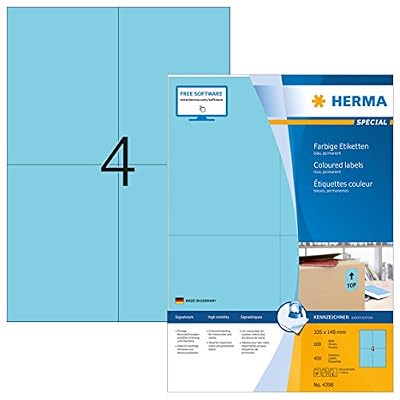 Herma 4398 Étiquettes 105 x 148 A4 400 pièces Bleu