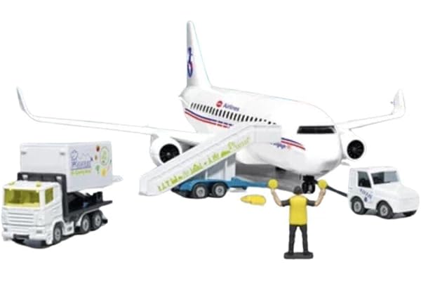 SIKU 5412F Avion de Ligne Francais en Plastique avec Accessoires, Blanc, modèle Jouet avec véhicule-Guide, LED
