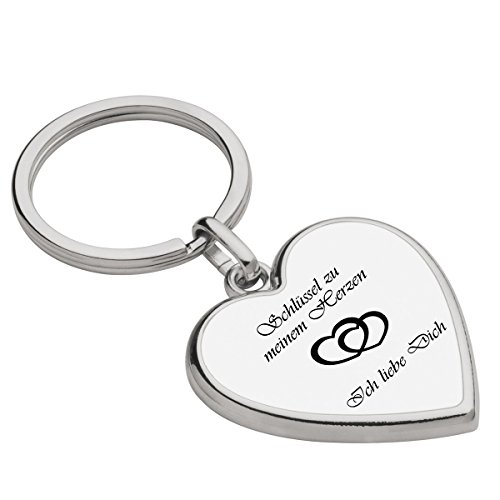Preisvergleich Produktbild Schlüsselanhänger mit Gravur - Metall-Herz-Anhänger silbern Ich liebe Dich - Schlüssel zu meinem Herzen - Romantische Geschenke für Freund / Freundin