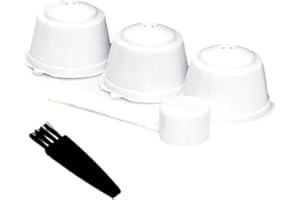 Voarge 3 kapsułki do kawy, filtr do kawy, kapsułki do ekspresów do kawy wielokrotnego użytku Dolce gusto wielokrotnego użytku - + 1 łyżka do napełniania - 1 x prezent szczotka do czyszczenia, biały