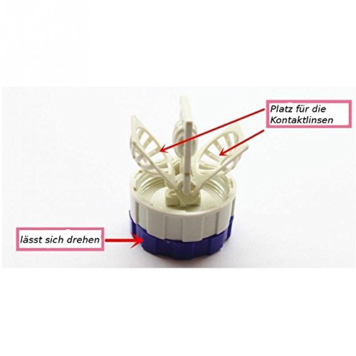 Deluxe Linsen Wama – Kontaktlinsenbehälter mit drehbarem Körbchen und Gummidichtung! – Kontakt Linsen Waschmaschine – blau/weiß - 2