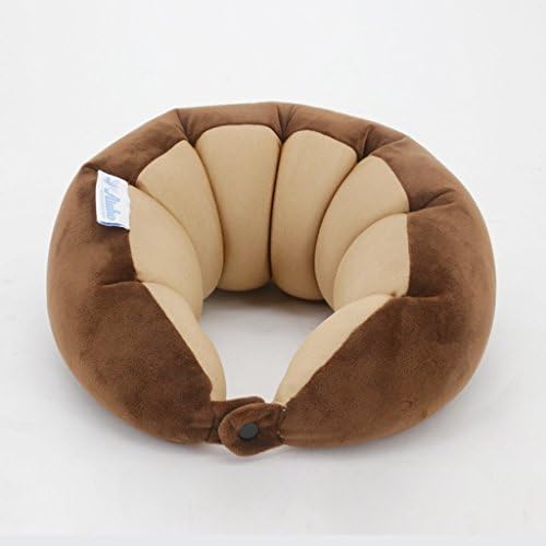uus Simple Lovely Travel U-shaped Pillow Pure Color Foam Microparticles Inside Car Neckrest Pillow Office Nap Pillow Brown 78*12cm