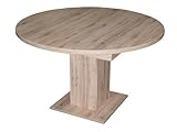 ausziehtisch rund eiche Oberplatte: 32 mm ABS-Kante Esszimmertisch rund 120 cm Eiche sägerau ausziehbar