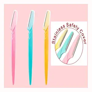 Rufiys Eyebrow Razor Facial Hair Remover Eyebrow Trimmer Sharp Mini Makeup Shaper Shaver For Women and Men (Pack of 3 Pcs)
