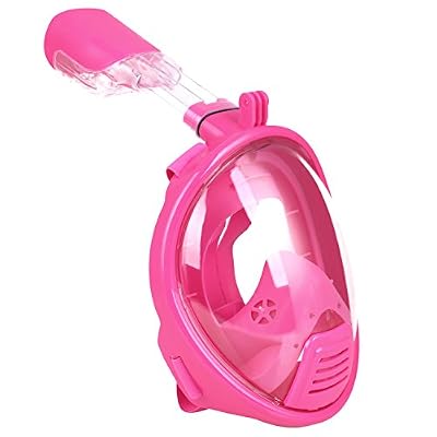 DAS Leben Masque de plongée de 2ème génération paru en 2016! 180°Visible plein visage Snorkel Masque pour adultes et jeunesse, masque avec tuba, anti-brouillard/pas de fuite (Rose, XS)