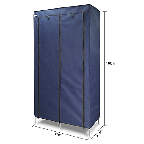 Finether Faltschrank Stoffschrank Textilschrank Faltkleiderschrank Stoffkleiderschrank Textilkleiderschrank faltbarer Kleiderschrank aus stoff mit Kleiderstange für Schlafzimmer Camping stabil 2-türig 170 x 87 x 45cm Kleiderschrank - 3
